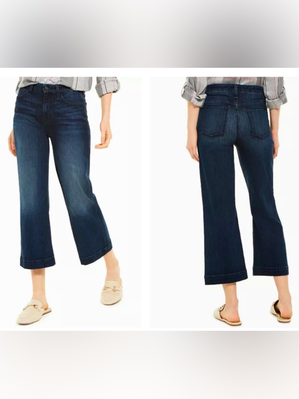 Jen7 by 7 For All Mankind Cropped Wide Leg Jeans Dark‎ Wash Size 12